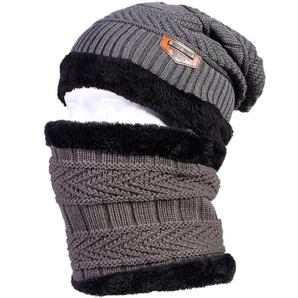 Accessories - Unisex Winter Beanie Hat with Neck Warmer